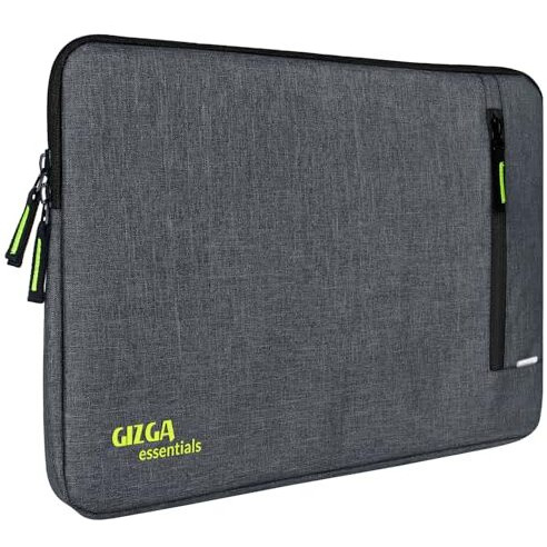 Gizga Essentials 15.6 Inch Laptop Sleeve Case Cover Pouch Bag With Front Pocket| Slim & Water-Resistant Nylon Fabric With Shockproof Foam Padding, Soft Lining & Premium Zipper Closure (Grey)