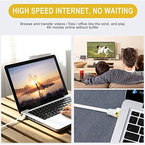 Fedus 20 M Cat6 Ethernet Cable,Flat Rj45 Lan Cable Wire High Speed 250Mhz/1 Gigabit Speed Utp Lan Cable,Network Internet Cable,Patch Computer Cord Gigabit Category 6 Wires For Modem,White