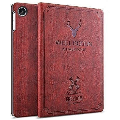 Proelite Deer Flip Case Cover For Motorola Moto Tab G62 10.6 Inch Tablet, Wine Red
