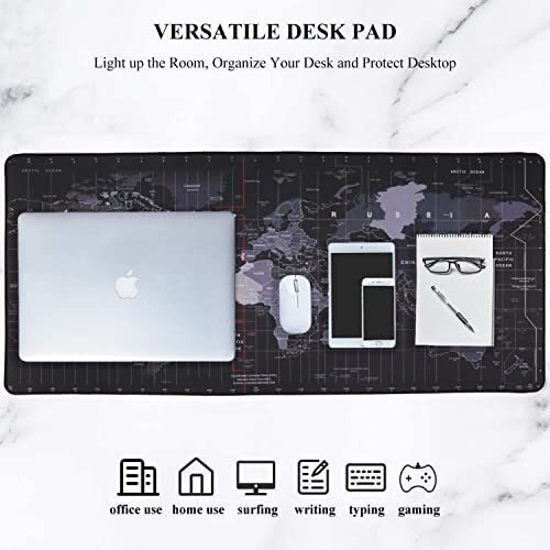 Seagull Flight Of Fashion Large Extended Xxl Gaming Mouse Pad With Non-Slip Rubber Base, Stitched Embroidery Edge Mouse Mat For Laptop, Computer And Desk -90 X 40 X 0.3 Cm - World Map