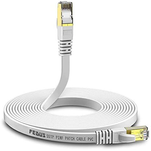 Fedus Cat7 Ethernet Cable, Pure Copper Flat Rj45 Lan Cable Cable 10 Gigabit 600Mhz Patch Network Cable Internet Cable Rj45 Wire Cord To Computer For Gaming, Modem, Router, Lan Adsl (10-Meter.)