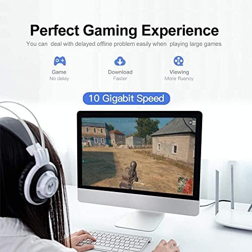 Fedus Cat7 Ethernet Cable, Pure Copper Flat Rj45 Lan Cable Cable 10 Gigabit 600Mhz Patch Network Cable Internet Cable Rj45 Wire Cord To Computer For Gaming, Modem, Router, Lan Adsl (10-Meter.)