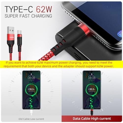 Verilux 10Ft Usb To Type C Cable, 62W Usb To Type C Cable Fast Charging Nylon Braided Data Cable, Support 480Mbps Data Sync Compatible With Iphone 15/15 Pro/15 Pro Max, Galaxy S24/S23, Macbook, Tablet