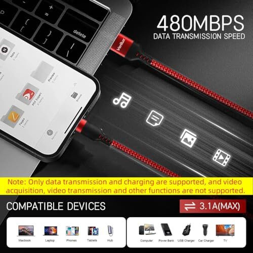Verilux 10Ft Usb To Type C Cable, 62W Usb To Type C Cable Fast Charging Nylon Braided Data Cable, Support 480Mbps Data Sync Compatible With Iphone 15/15 Pro/15 Pro Max, Galaxy S24/S23, Macbook, Tablet