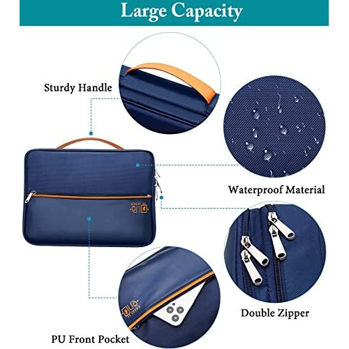 House Of Quirk Polyester Electronics Travel Organizer, Double Layer Cable Organizer Bag Watreproof Electronics Accessories Storage Bag For Cord, Charger, Phone, Power Bank, Hard Drive (Navy Blue)