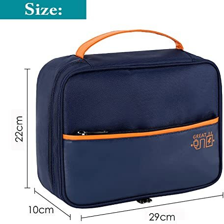 House Of Quirk Polyester Electronics Travel Organizer, Double Layer Cable Organizer Bag Watreproof Electronics Accessories Storage Bag For Cord, Charger, Phone, Power Bank, Hard Drive (Navy Blue)