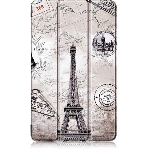 Proelite Cover For Samsung Galaxy Tab A9 8.7 Inch Case Cover, Smart Flip Case Cover For Samsung Galaxy Tab A9 8.7 Inch Translucent Back With Stylus Pen, Eiffel
