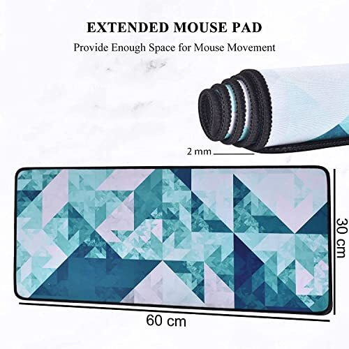 Seagull Flight Of Fashion Large Extended Mouse Pad Xxl With Non-Slip Rubber Base, Stitched Edge Mouse Mat For Laptop, Computer & Desk - 60 X 30 X 0.2 Cm - Green Crystal