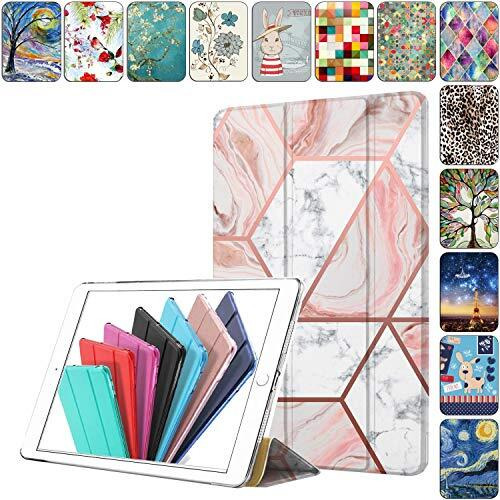 Durasafe Cases For Ipad Pro 12.9 1 Gen 2015 [Ipad 12.9 Inch 1St ] A1652 A1584 Ml0H2Hn/A Ml0G2Hn/A Ml0N2Hn/A Trifold Printed Hard Smart Pc Transparent Back Cover - Marble Pink