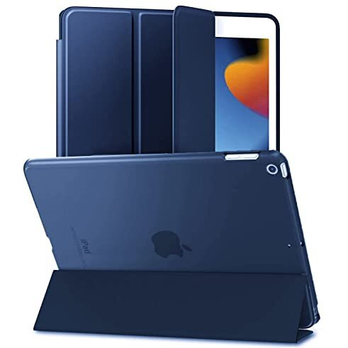 Proelite Smart Flip Case Cover For Apple Ipad 9.7 Inch Air 1 Air 2 5Th/6Th Generation Translucent Back, Dark Blue