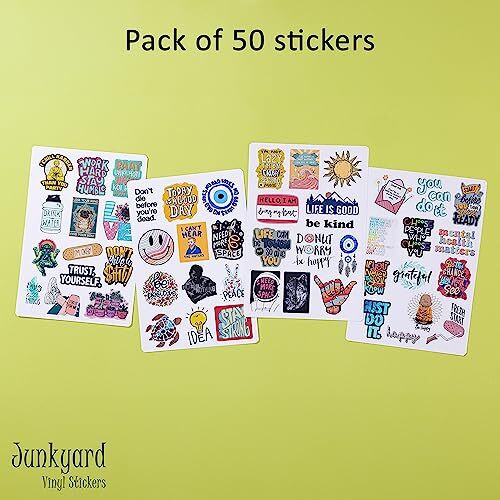 Junkyard Quotations Vinyl Reusable Self-Adhesive Sticker's For Scrapbook Laptops Guitar Scrapbook And Decorating Other Gadgets (Pack Of 50), 9 Inches X 12 Inches