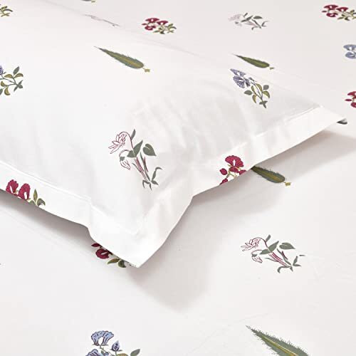 Haus & Kinder Bedsheet,100% Cotton Double Bed Bed Sheet, 186 Tc Pure Cotton Bedsheet For Queen Size Bed, Cotton Double Bedsheets With 2 Pillow Covers,Garden Of Joy