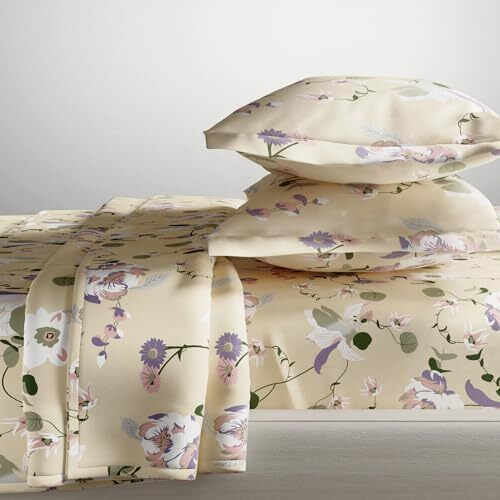 Haus & Kinder Double King Flat Bedsheet With 2 Pillow Covers, King Size For Double Bed Sheet, 100% Cotton Flat King Size Bedsheets, 144 Tc, Bold Floral
