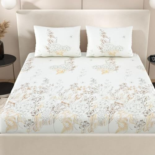Jaipur Weaves Bedsheet King Size 100% Pure Cotton 180 Tc Bed Sheet With 2 Pillow Covers, Super Soft Cozy Bedsheets Set,108X108 Inches/ 9Ftx9Ft (Blossom Garden, Super King, Pack Of 1)