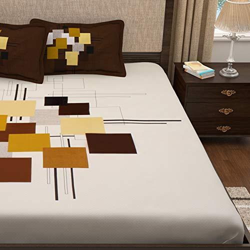 Story@Home Bedsheet For King Size Bed |300Tc | White & Brown | Abstract |1 Piece Cotton Bedsheets For King Size Bed With 2 Pillow Covers (270 X270Cm) Perfect For Home Decor & Gifting | Cotton Bedsheet