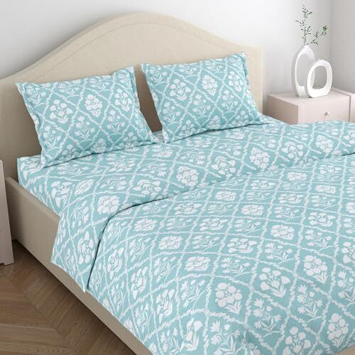 Haus & Kinder Bedsheet,100% Cotton Double Bed Bed Sheet, 186 Tc Pure Cotton Bedsheet For Queen Size Bed, Cotton Double Bedsheets With 2 Pillow Covers,Heritage Hues