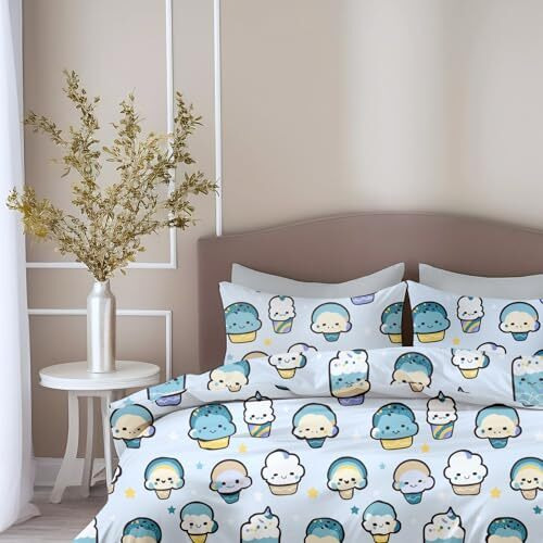 Loreto - A Quality Linen Brand 100% Pure Cotton Bedsheet For Double Bed, 144Tc Soft & Breathable Double Bed Bedsheet With 2 Pillow Covers (Kawaii Pastel Sky Drinks, 88 X 90 Inches)