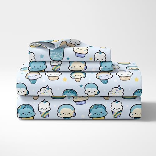 Loreto - A Quality Linen Brand 100% Pure Cotton Bedsheet For Double Bed, 144Tc Soft & Breathable Double Bed Bedsheet With 2 Pillow Covers (Kawaii Pastel Sky Drinks, 88 X 90 Inches)