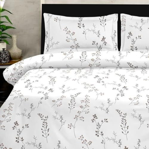 Jaipur Weaves Bedsheet King Size 100% Pure Cotton Bed Sheet With 2 Pillow Covers, 250 Tc Premium Bedding Set, Super Soft Cozy (Spring Tulips Brown, Super King)