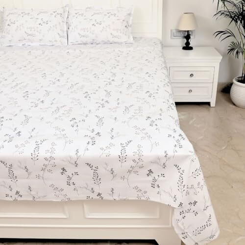 Jaipur Weaves Bedsheet King Size 100% Pure Cotton Bed Sheet With 2 Pillow Covers, 250 Tc Premium Bedding Set, Super Soft Cozy (Spring Tulips Brown, Super King)