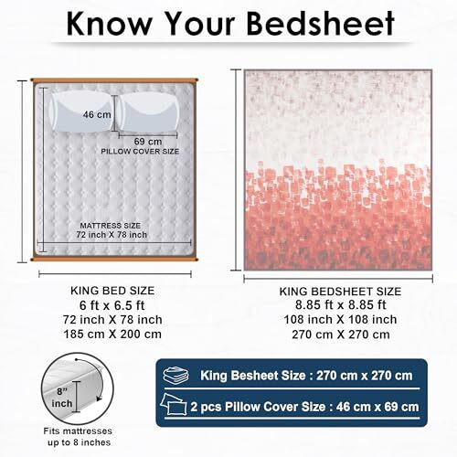 Story@Home Bedsheet For King Size Bed | 300Tc | Red | Abstract | 1 Piece Cotton Bedsheet For King Size Bed With 2 Pillow Covers (270 X270Cm) Perfect For Home Decor & Gifting | Cotton Bedsheet