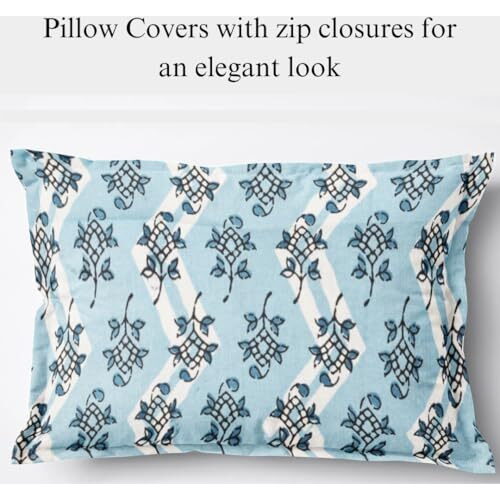 Jaipur Weaves 100% Pure Cotton Bedsheet For Single Bed, 1 Single Bedsheet With 1 Pillow Cover | 180 Tc Single Bedsheet Cotton | 90X60 Inches |Single,Floral Sapphire Blue