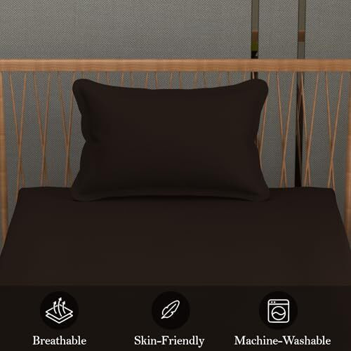 Fresh From Loom Solid Plain Single Size Bedsheet Set - Anti Fade, 240 Tc, 1 Pillow Covers Included (Size- 60X90 Inch | Coffee| Solid)