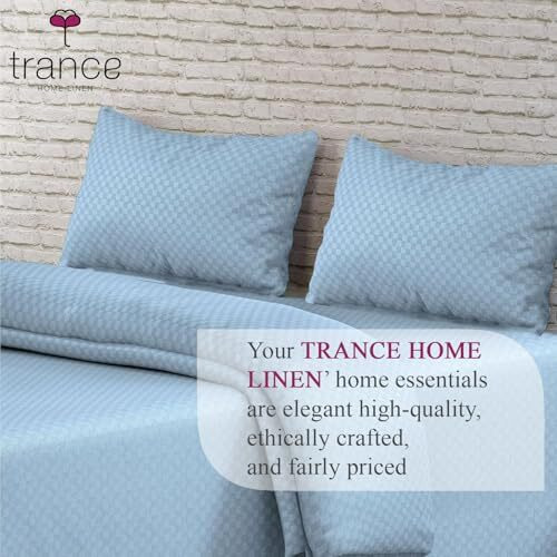 Trance Home Linen Premium Pure 100% Cotton 300Tc Jacquard Weave King Size Flat Bedsheet With 2 Pillow Covers | Hypoallergenic & Ultimate Comfort For Skin (108 X 108 Inch, Slate Blue)