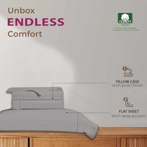 Trance Home Linen 400 Tc 100% Cotton 78X72 Inch King Elastic Fitted Bedsheet|Premium Hotel Quality Fitted Plain Elastic Bedsheet With 2 Pillow Covers (78" X72 |6.5X6Ft, Silver Grey)