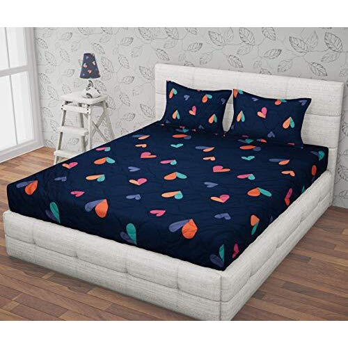 Rrc Glace Cotton Elegant Polycotton Elastic Fitted Bedsheet With 2 Pillow Covers,60X78(Inches)Elastic On All Around Side To Grip The Mattress,144 Tc,Green
