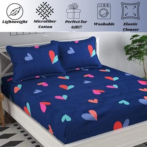 Rrc Glace Cotton Elegant Polycotton Elastic Fitted Bedsheet With 2 Pillow Covers,60X78(Inches)Elastic On All Around Side To Grip The Mattress,144 Tc,Green