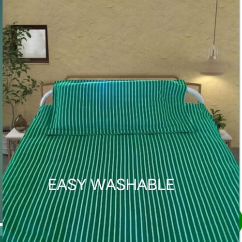 Ten Tex 1Set Hospital Bed Sheet Pillow Cover -Size, 60&quotX 90", 18&quotX 27", Cotton, Green