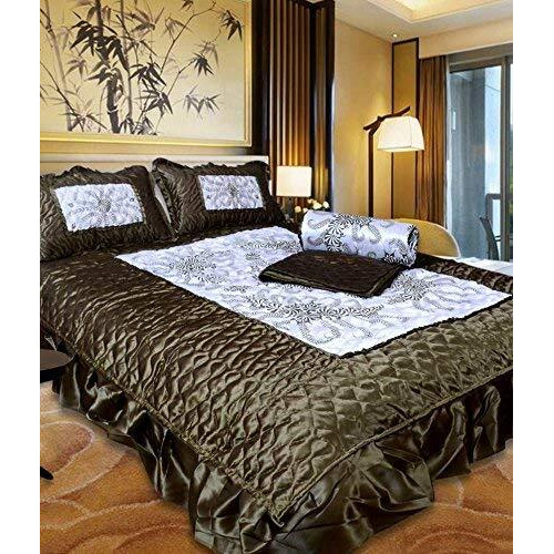 Manavrachit Satin Bedding Set Of 4Pc (88X60 Inch Bedsheet With 2 Pillow Covers| King Size Ac Comforter)|310 Tc For Wedding Gift, Home & Living Room, Hotels, Guest House(Mehndi Vip), Mehendi