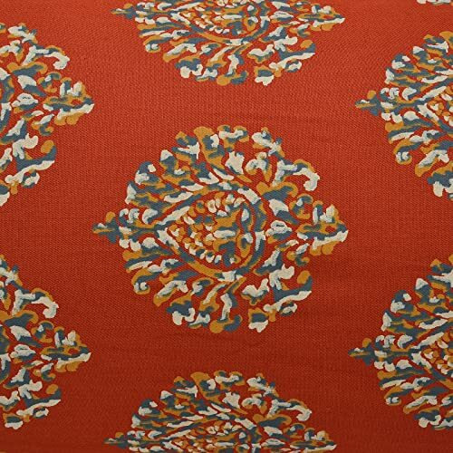 Trance Home Linen 200Tc 100% Cotton Queen Size Printed Bedsheet | Bedding Set Of Queen Size Flat Bed Cover With 2 Pillow Covers (86X104 Inch | 7.1Ft X 8.6Ft - Damask & Dori - Clay Red)