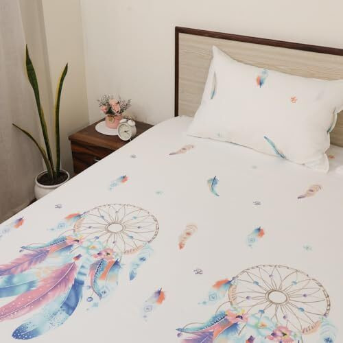 Bhoomi Impex Bedsheet For Queen Bed - Brushed Microfiber Bedding - Flat Bedsheets & Pillowcase - Super Soft Microfiber - Queen_Feather Dreams
