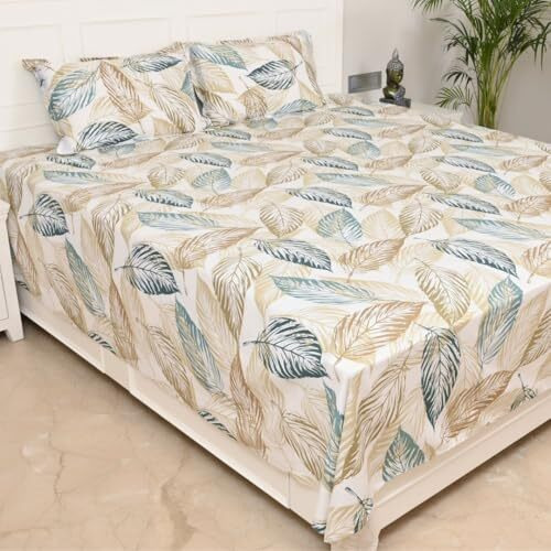 Jaipur Weaves Bedsheet King Size 100% Pure Cotton Bed Sheet With 2 Pillow Covers, 250 Tc Premium Bedding Set, Super Soft Cozy (Grey Olive, Super King)