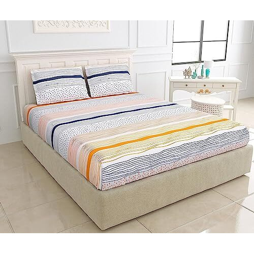 Amazon Brand  Umi Super Soft Brushed Microfiber Cotton King Size Bedsheet With Pillow Covers, Super Soft, Breathable, Shrinkage (Pack Of 3 Piece Set)|108X108 Inches Or 274X274 Cm