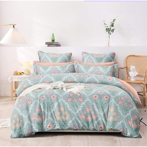 Harbell Home 250 Gsm 400 Tc Cotton King Size Double Bed Comforter With Matching Bedsheet 108X108 With 2 Pillow Covers | 4 Piece Bedding Set (Design 10)