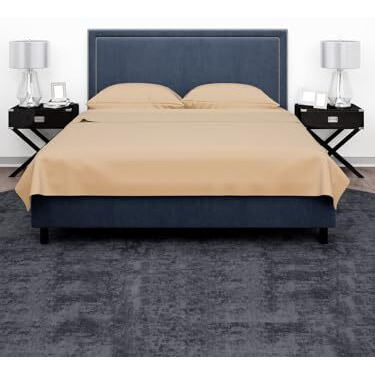 Thevasa Luxury Soft Cotton Feel Solid Bedsheet King Size Premium 1 Flat Sheet (108&quotX108") And 2 Pillow Covers (18&quotX28"), Softer Than 500 Tc (British Royal Gold Beige)