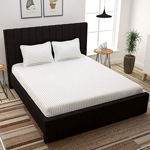 Story@Home Bedsheet For King Size Bed | Cotton Bedsheet | Satin King Size Bed Sheet Cotton With 2 King Size Pillow Covers(270 X 270Cm, White Bedsheet) King Bedsheet | Perfect For Home Decor | 300Tc