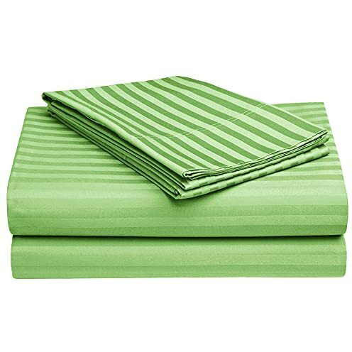 Story@Home Bedsheet For King Size Bed | Cotton Bedsheet | Satin Stripes King Size Bed Sheet Cotton With 2 Pillow Covers, 270 X 270Cm, Green | Perfect For Home Decor | 300Tc