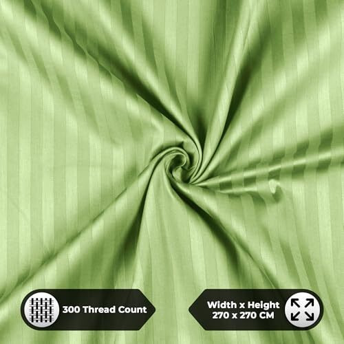 Story@Home Bedsheet For King Size Bed | Cotton Bedsheet | Satin Stripes King Size Bed Sheet Cotton With 2 Pillow Covers, 270 X 270Cm, Green | Perfect For Home Decor | 300Tc
