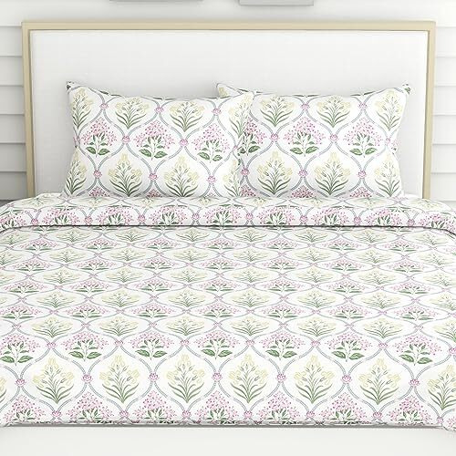 Haus & Kinder 100% Cotton Bedsheet For King Size Bed,186 Tc Soft Cotton Bedsheet For Double Bed, King Size Bed Sheet With 2 Pillow Covers,Yellow Blossom