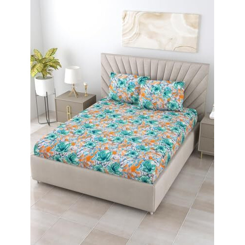 Bombay Dyeing King Size Bedsheet Cotton 104 Tc, King Size 274 X 274 Cm With 2 Pillow Covers, Dream Lover Aw24 18