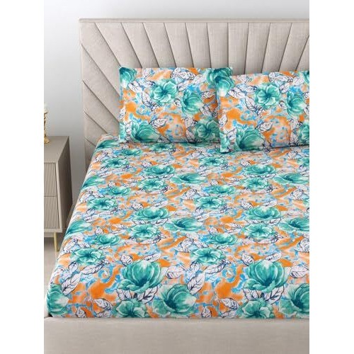 Bombay Dyeing King Size Bedsheet Cotton 104 Tc, King Size 274 X 274 Cm With 2 Pillow Covers, Dream Lover Aw24 18