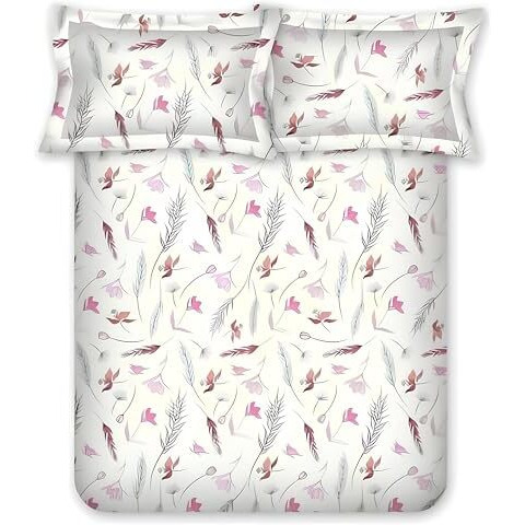 Bombay Dyeing King Size Bedsheet Cotton, 180 Tc - Premium Cotton, Experience Premium Vintage Collection, With 2 Pillow Covers - Vk02 (Pink)