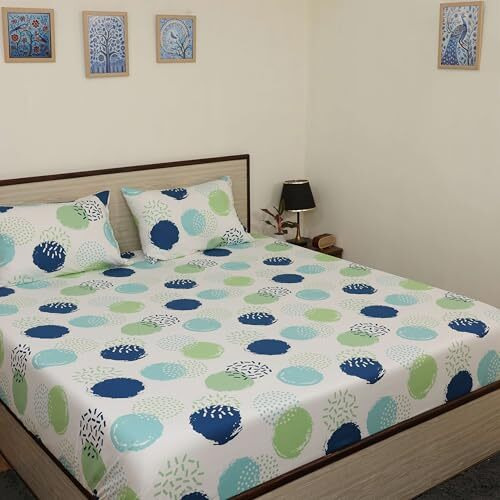 Bhoomi Impex Bed Sheets - Brushed Microfiber Bedding - Flat Bedsheets & Pillowcase - Super Soft Microfiber - Breathable Wrinkle, Fade Resistant & Cooling Sheets - King_Circle Pop