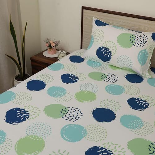 Bhoomi Impex Bed Sheets - Brushed Microfiber Bedding - Flat Bedsheets & Pillowcase - Super Soft Microfiber - Breathable Wrinkle, Fade Resistant & Cooling Sheets - King_Circle Pop