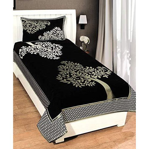 Fresh From Loom Floral Bedsheet Cum Bed Spread For Single Bed 500 Tc Chenille Premium Single Bedsheet Cum Bed Spread With 1 Pillow Cover - 60 X 90 Inch
