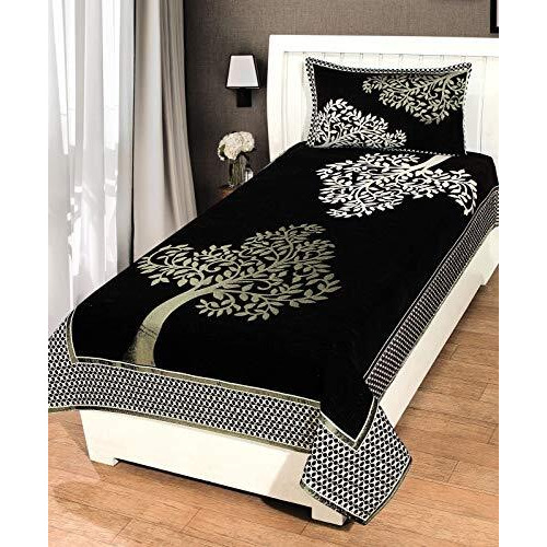 Fresh From Loom Floral Bedsheet Cum Bed Spread For Single Bed 500 Tc Chenille Premium Single Bedsheet Cum Bed Spread With 1 Pillow Cover - 60 X 90 Inch